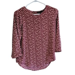 FOREVER 21 Maroon Floral Zipper Blouse